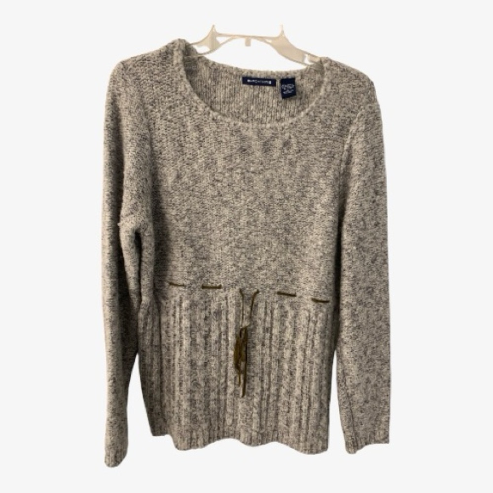 Architect Women’s Large Knit Sweater Neutral Tan Pullover Drawstring Waist